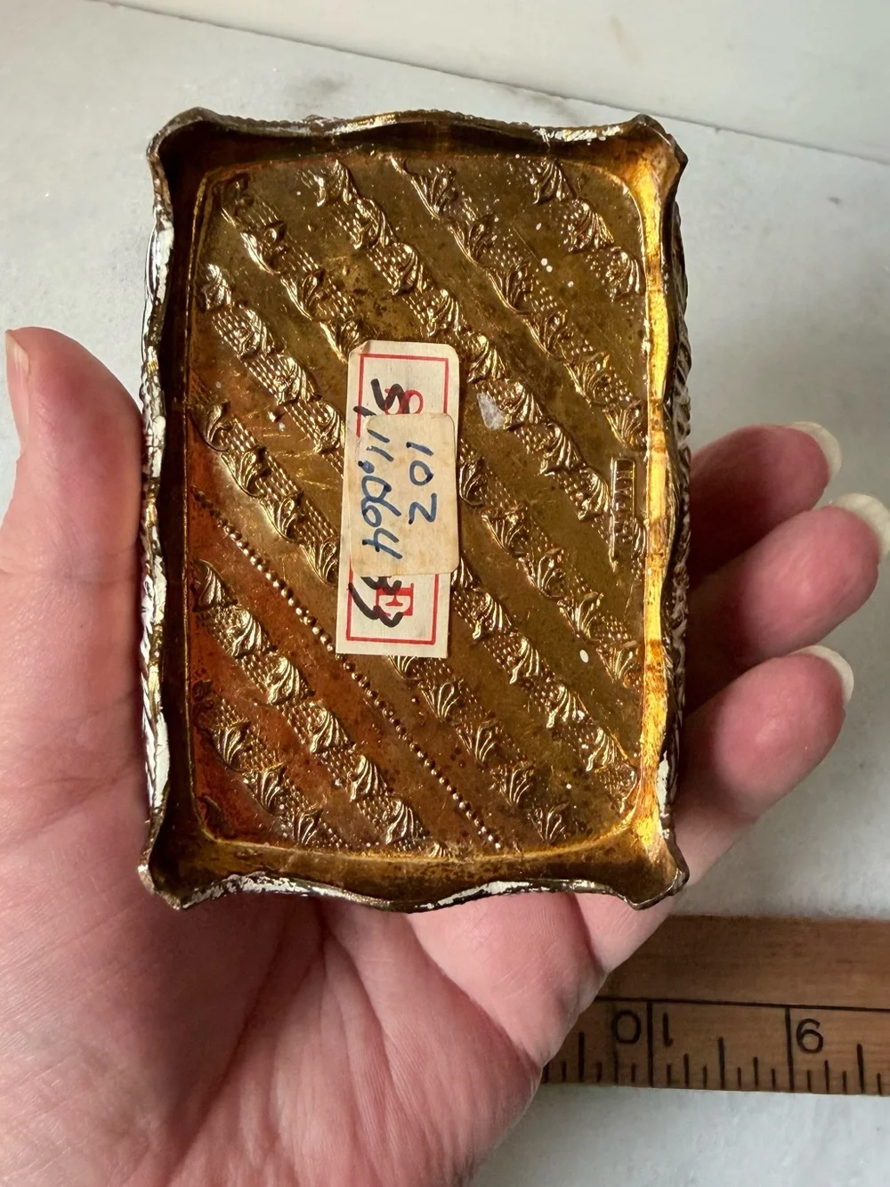 vintage jewelry box is a Victorian Girl Trinket Box a gold metal frame